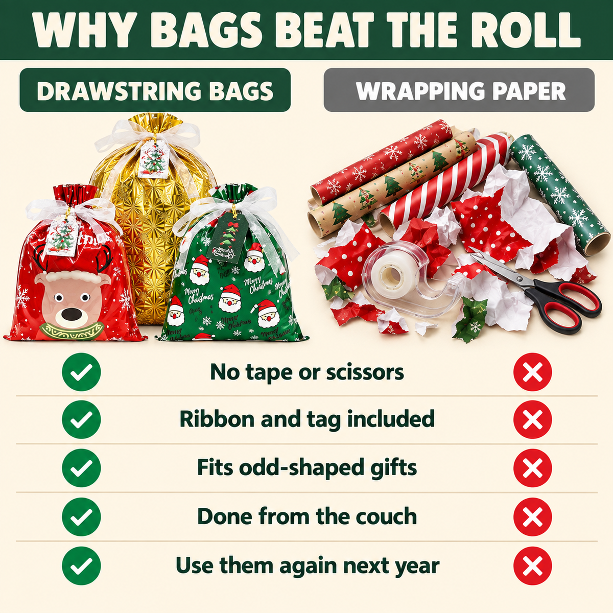 Drawstring Christmas Bags